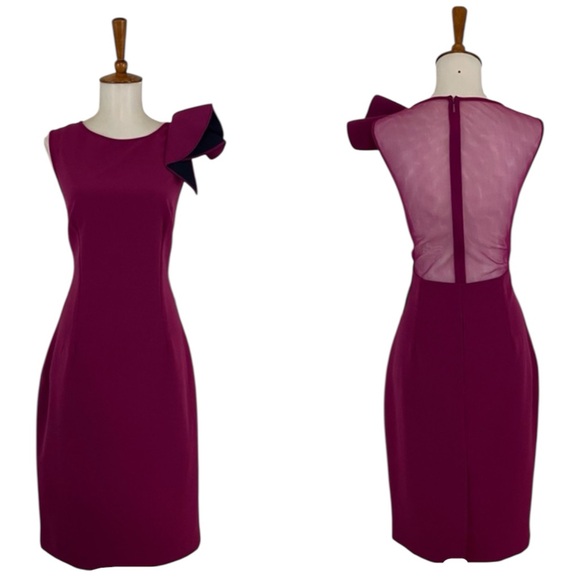 Nero Jatin Varma Dress Women’s 10 Orchid Navy Sheath‎ Sleeveless Crew Neck Chic